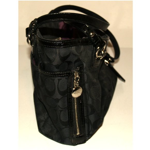 COACH A1394-23766E Black Signature Jacquard Medium Shoulder Bag - Picture 9 of 11